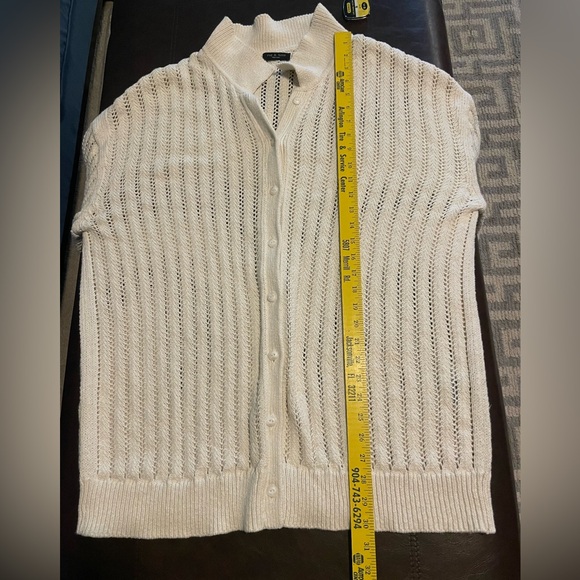 Rag & Bone Adrienne Pointelle Knit Cardigan Cream Women’s - Picture 7 of 10